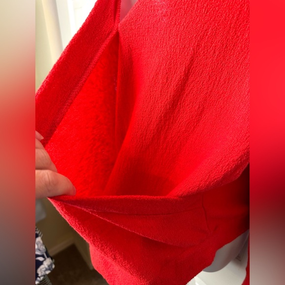 J. CREW Faux Wrap Top in Textured Crepe Vibrant Orange VNeckline Shirt Blouse - Picture 5 of 12